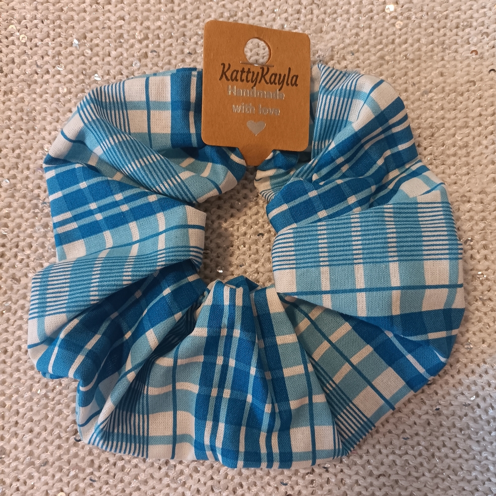 Blue Checkered Hair XL Scrunchie